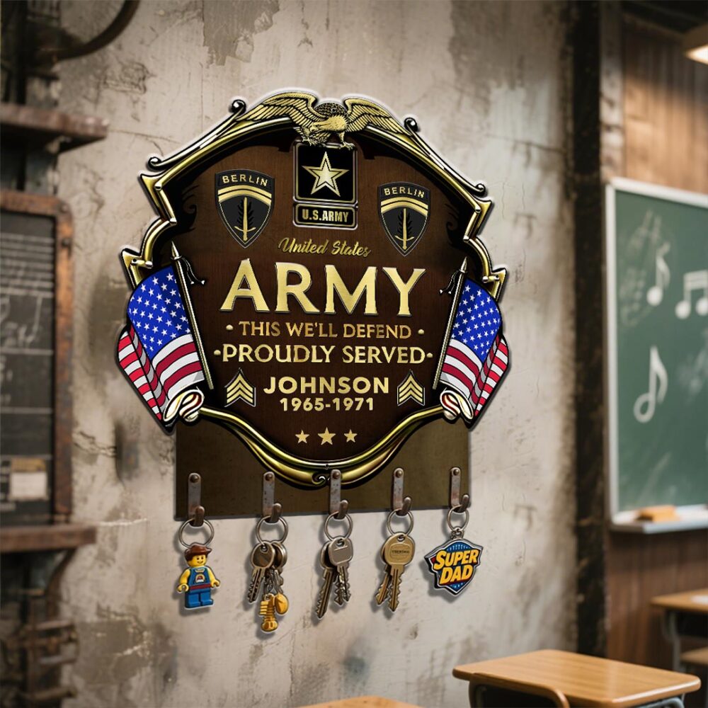 Army Division, E 7 Army Sergeant First Class - Metal Key Holder 8x8 Inch - Image 3