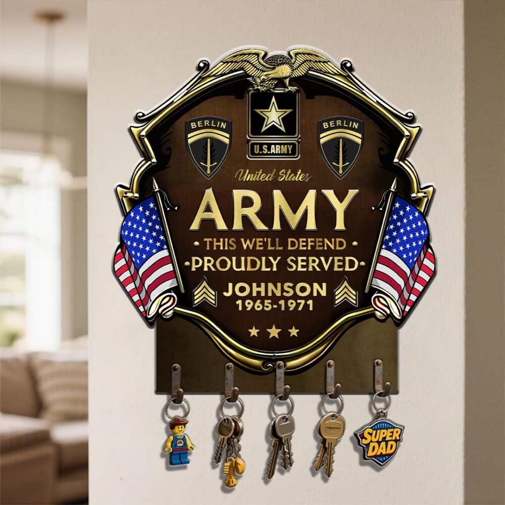 Army Division, E 7 Army Sergeant First Class - Metal Key Holder 8x8 Inch - Image 4