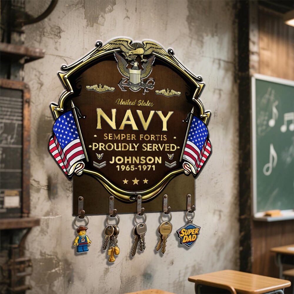 Navy Badge, Served With Pride - Metal Key Holder 24x24 Inch - Image 3