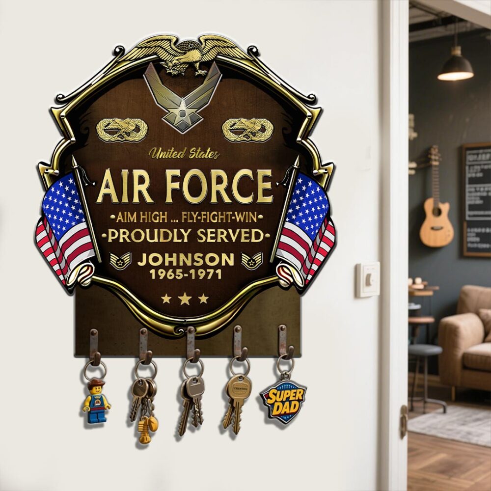 Air Force Badge, Always Remember, Never Forget - Metal Key Holder 8x8 Inch - Image 2
