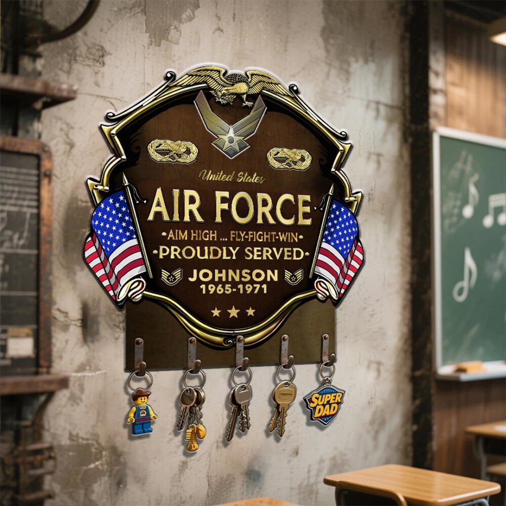 Air Force Badge, Always Remember, Never Forget - Metal Key Holder 8x8 Inch - Image 3
