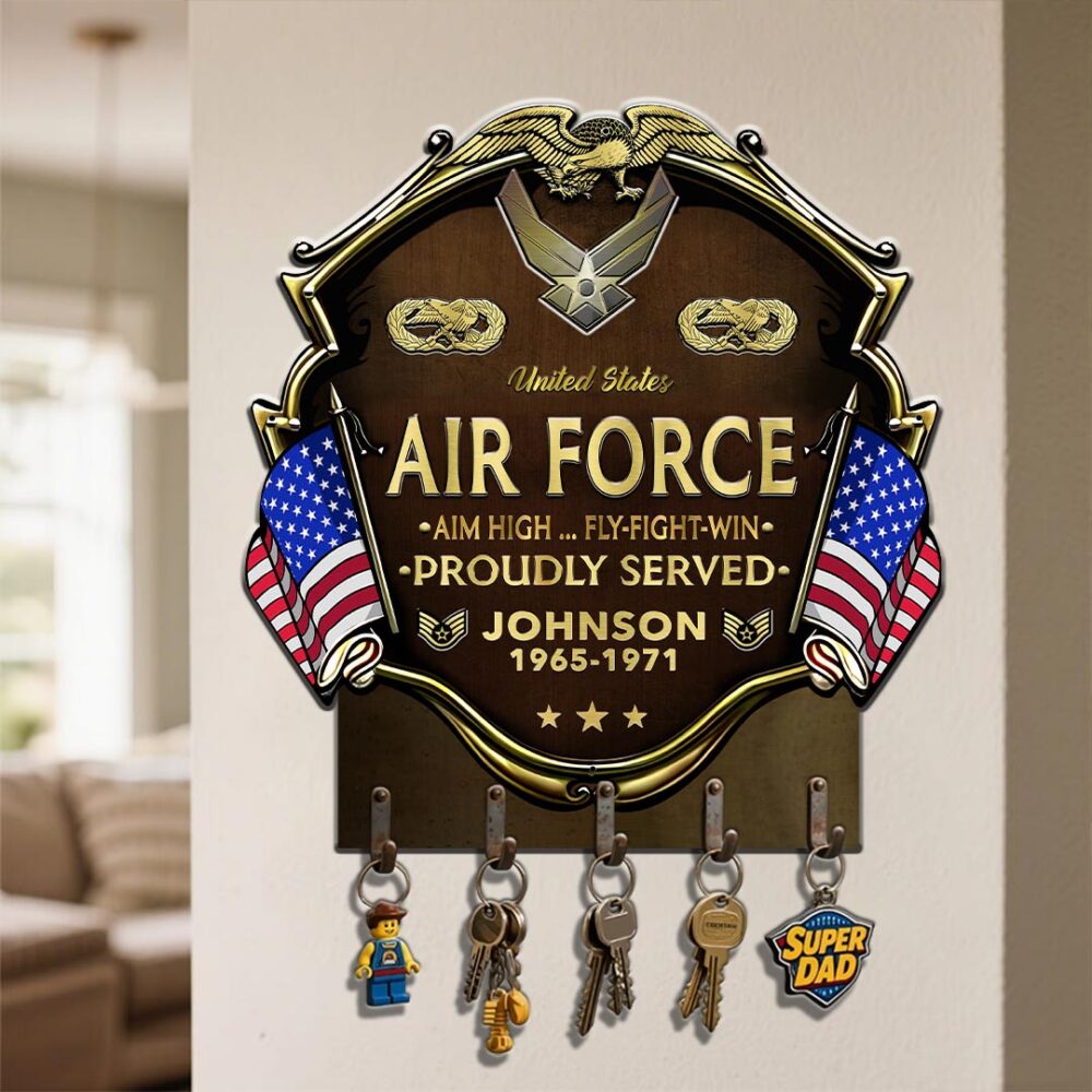Air Force Badge, Always Remember, Never Forget - Metal Key Holder 8x8 Inch - Image 4