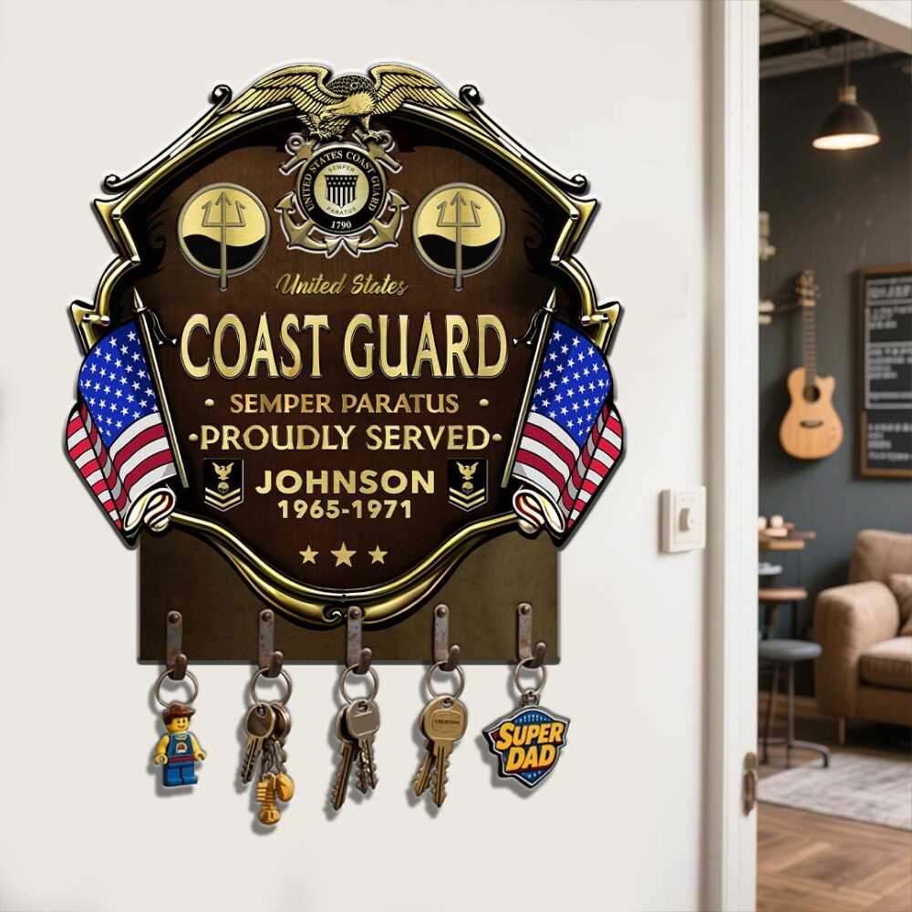 Coast Guard Rating, E 6 Gold - Metal Key Holder 14x14 Inch - Image 2