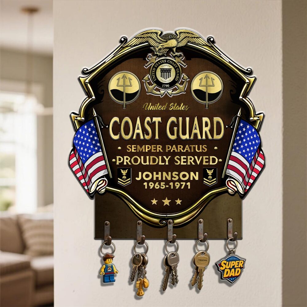 Coast Guard Rating, E 6 Gold - Metal Key Holder 14x14 Inch - Image 4
