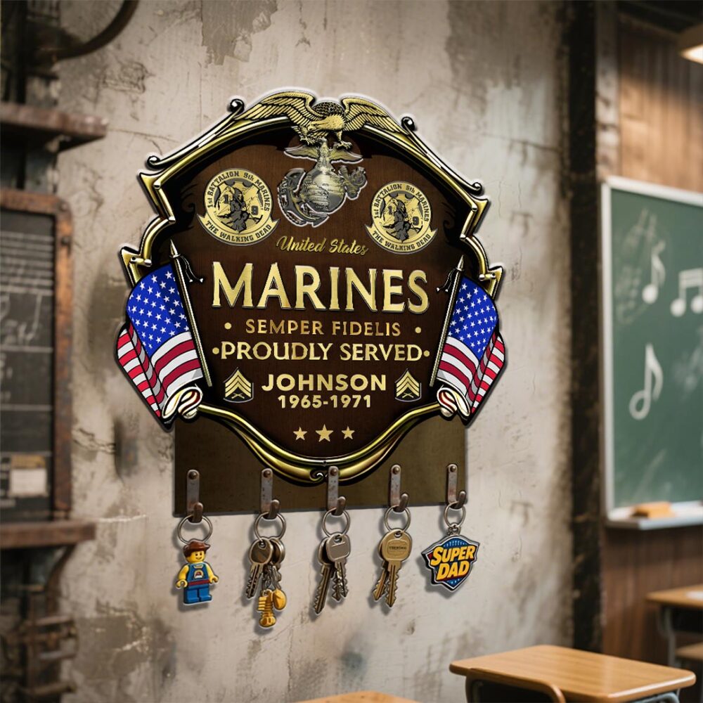 Marine Battalion, Freedom Isn't Free - Metal Key Holder 12x12 Inch - Image 3