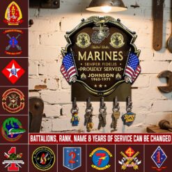 Marine Battalion, Freedom Isn't Free - Metal Key Holder 12x12 Inch