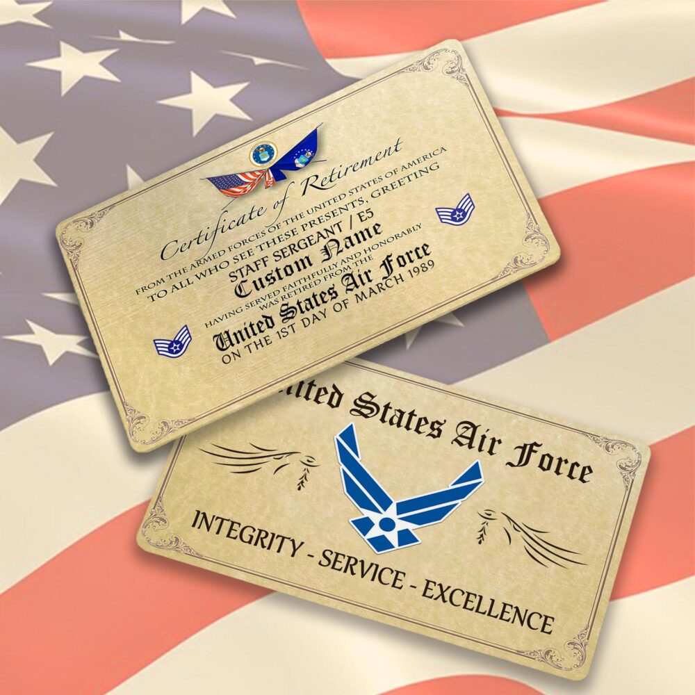 US Air Force , Honor, Duty, Service - Printed Metal Card - Image 3