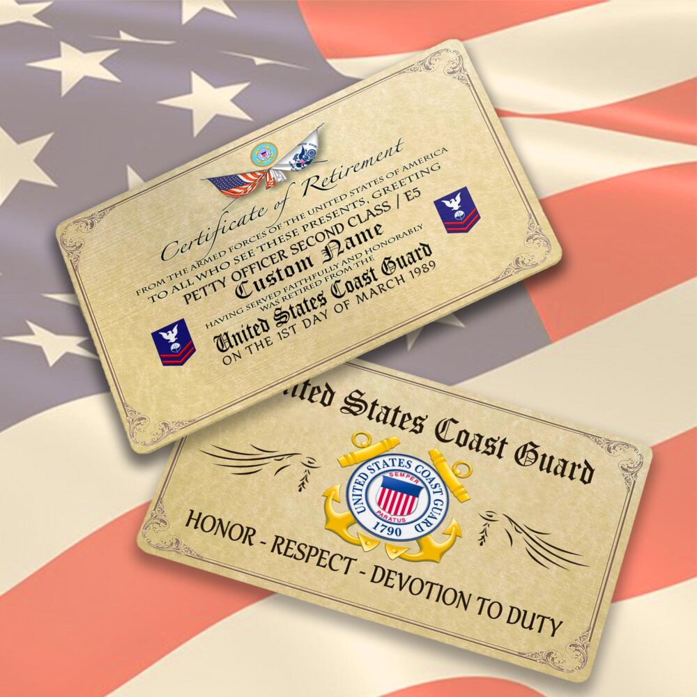 US Coast Guard, Honor, Duty, Service - Printed Metal Card - Image 3