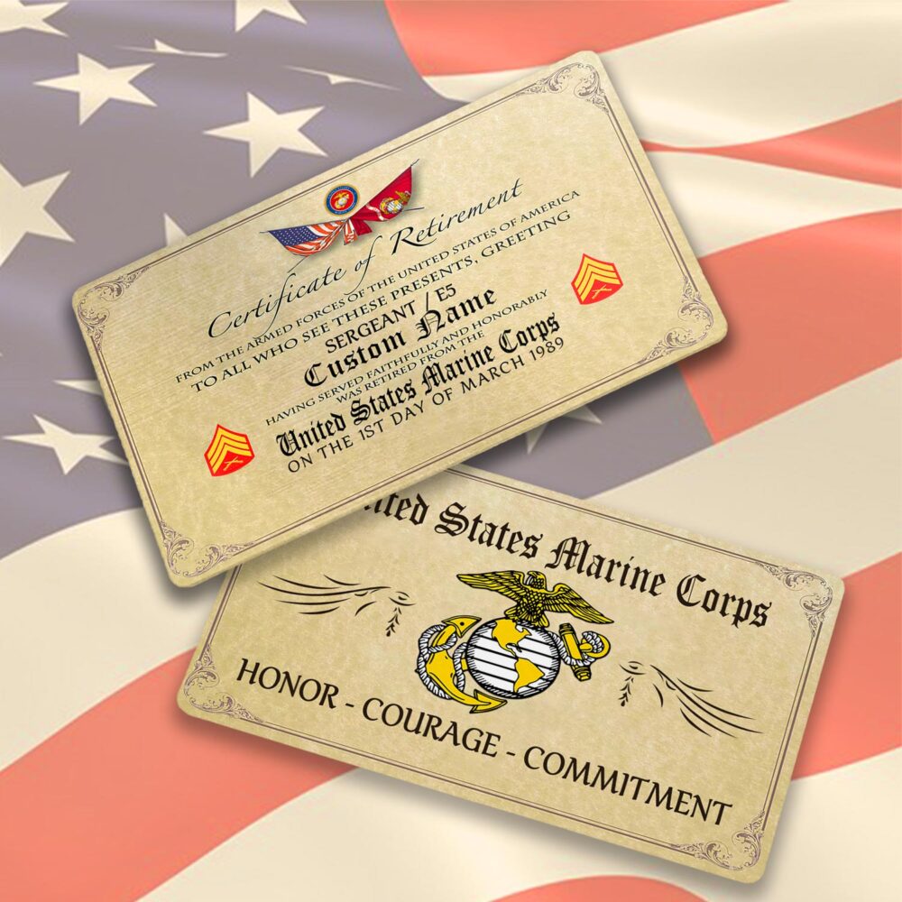 US Marine Corps, W 3 Marines Chief Warrant Officer 3 - Printed Metal Card - Image 3