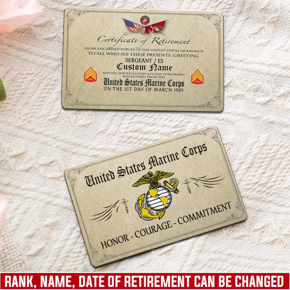 US Marine Corps, W 3 Marines Chief Warrant Officer 3 - Printed Metal Card