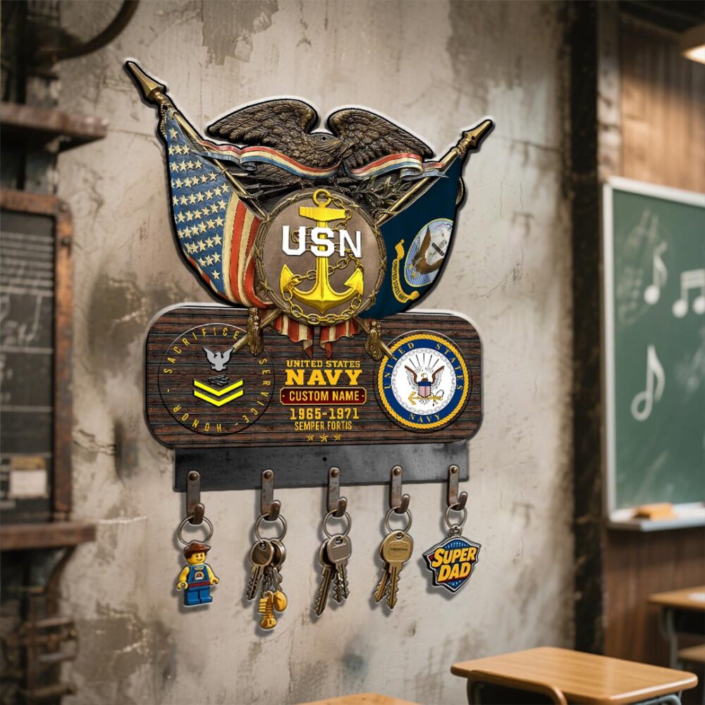 US Navy, E 3 Blue - Metal Key Holder 12x12 Inch - Image 3