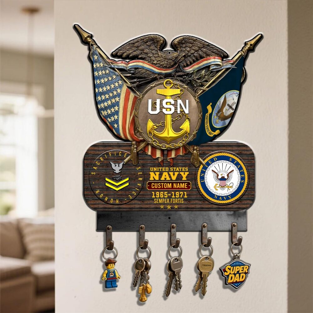 US Navy, E 3 Blue - Metal Key Holder 12x12 Inch - Image 4