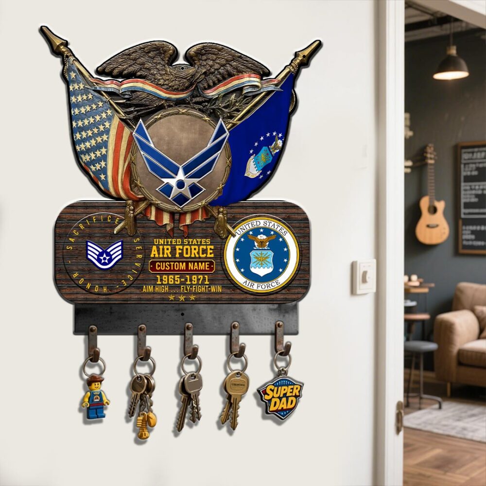 US Air Force , Thank a Veteran - Metal Key Holder 8x8 Inch - Image 2