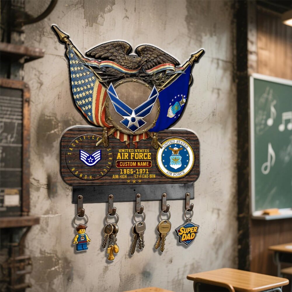 US Air Force , Thank a Veteran - Metal Key Holder 8x8 Inch - Image 3