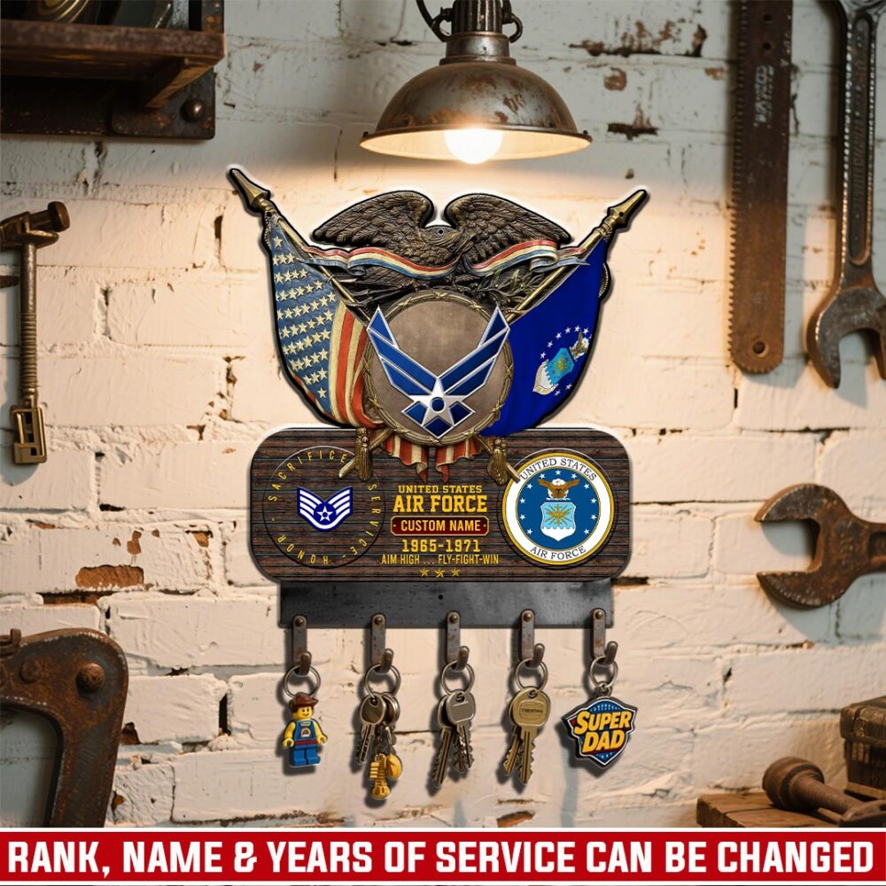 US Air Force , Thank a Veteran - Metal Key Holder 8x8 Inch
