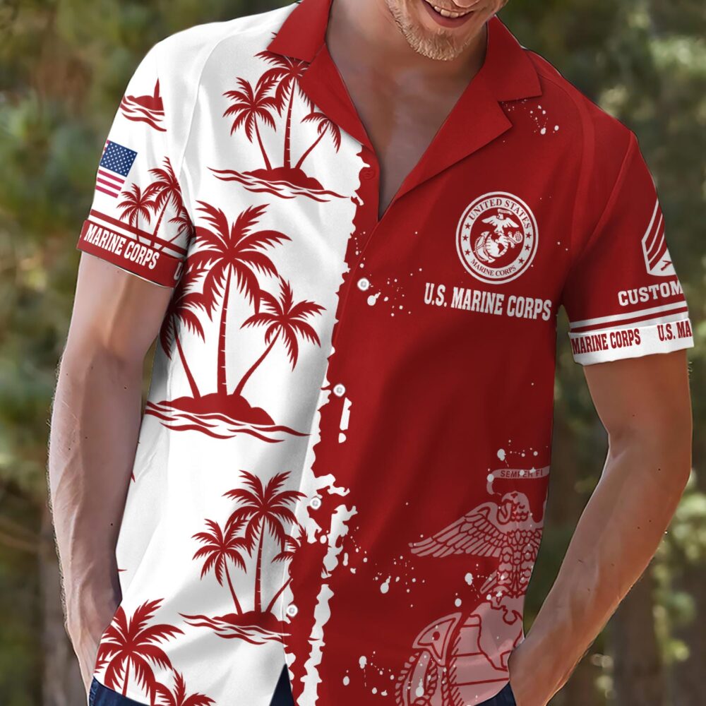 US Marine Corps, Proud Veteran - Hawaii Shirt - Image 2