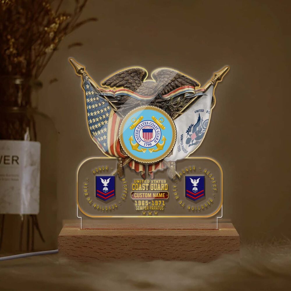 US Coast Guard, E 7 Gold - Personalized Led Lamp - Image 2