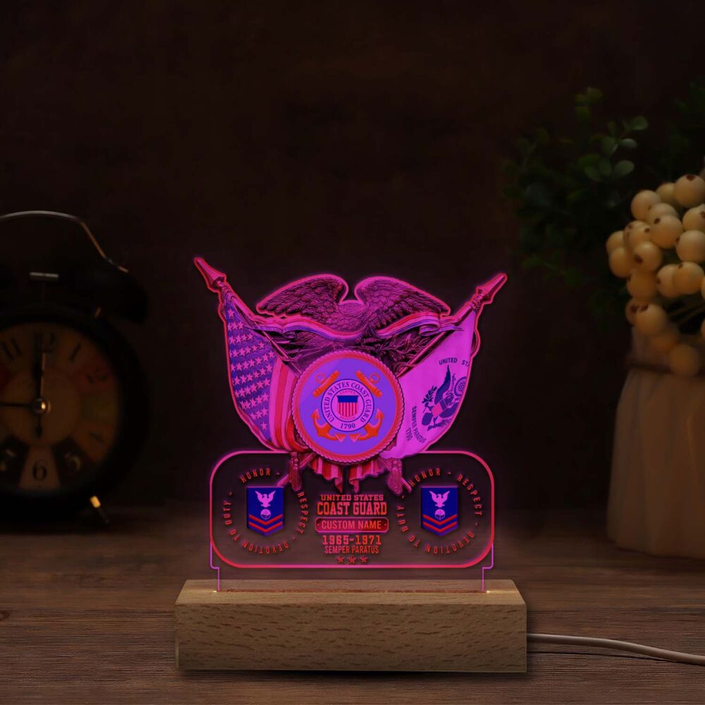 US Coast Guard, E 7 Gold - Personalized Led Lamp - Image 4