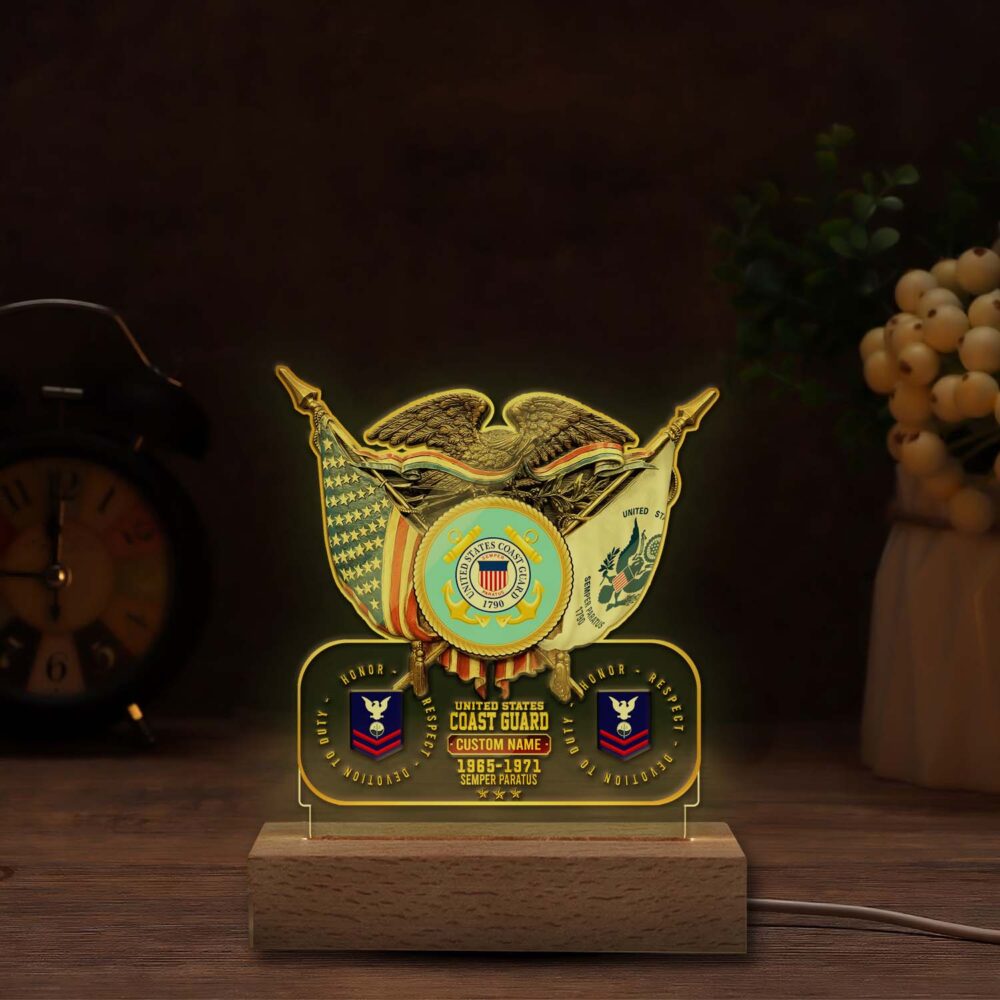 US Coast Guard, E 7 Gold - Personalized Led Lamp - Image 5
