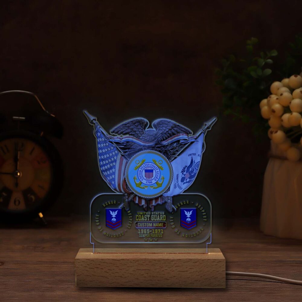 US Coast Guard, E 7 Gold - Personalized Led Lamp - Image 6