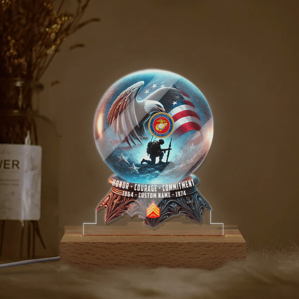 US Marine Corps, E 8 Marines Master Sergeant - Personalized Led Lamp - Image 2