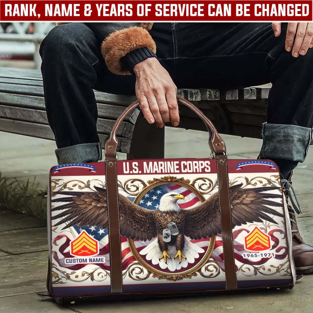 US Marine Corps, Proud Veteran - Travel Bag - Size L: 20.4 x 9.4 x 10.2 inches