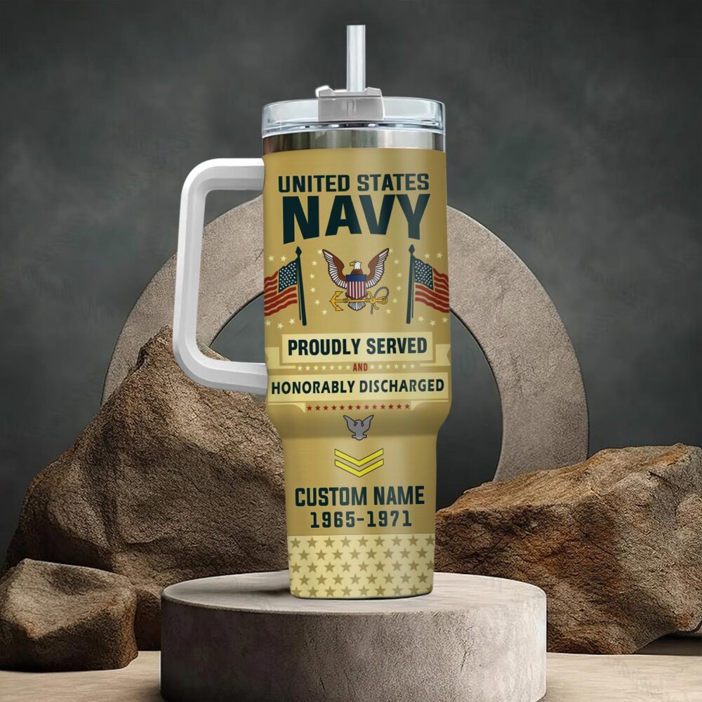 US Navy, E 5 Red - Stainless Steel Tumbler 40oz - Image 3