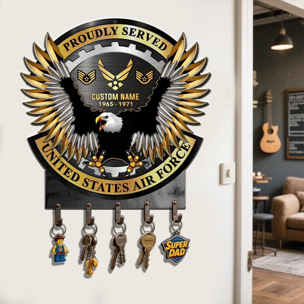 US Air Force , Freedom Over Fear - Metal Key Holder 8x8 Inch - Image 2