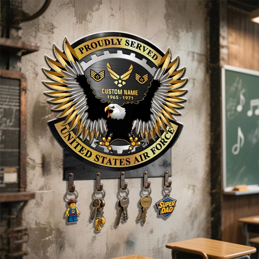 US Air Force , Freedom Over Fear - Metal Key Holder 8x8 Inch - Image 3