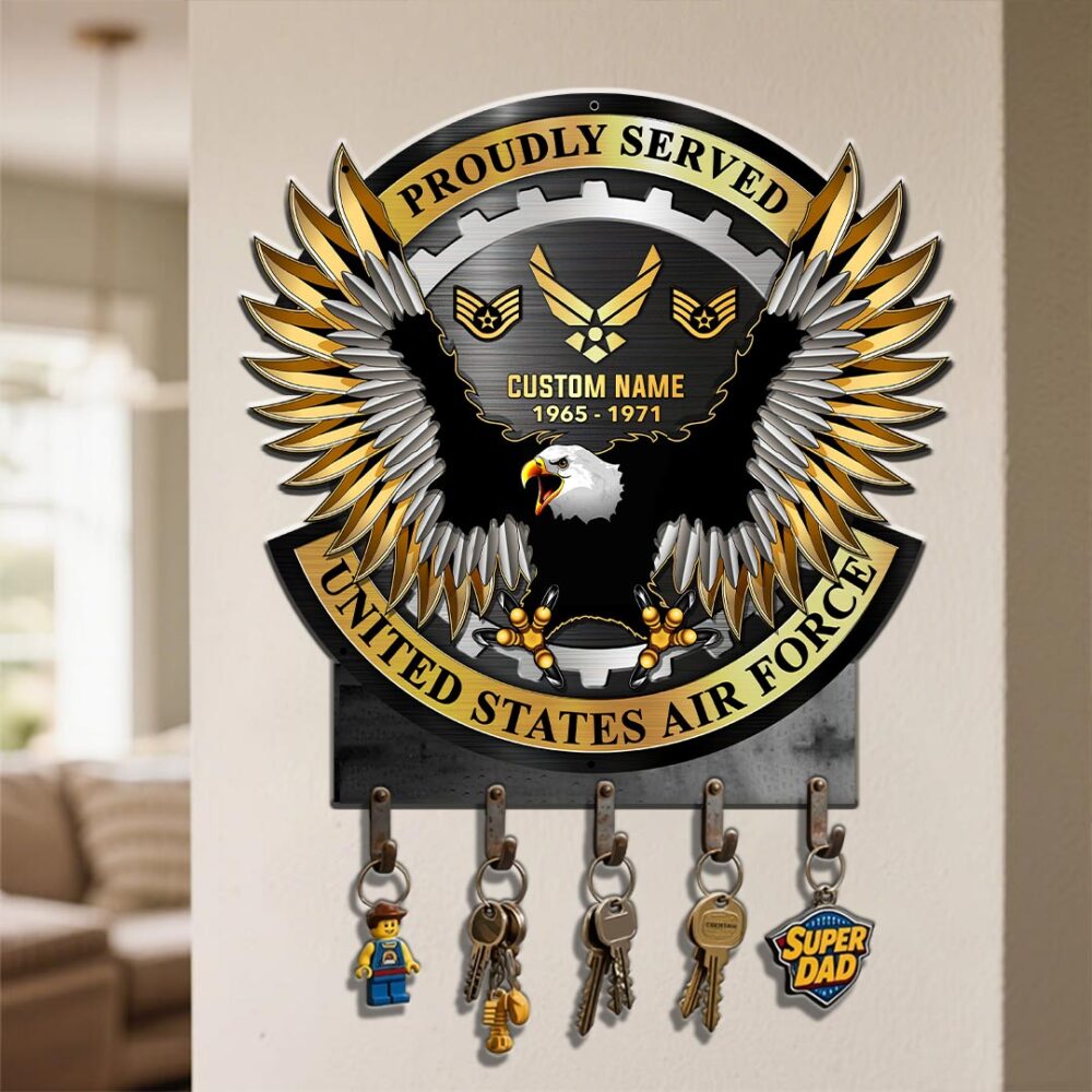 US Air Force , Freedom Over Fear - Metal Key Holder 8x8 Inch - Image 4