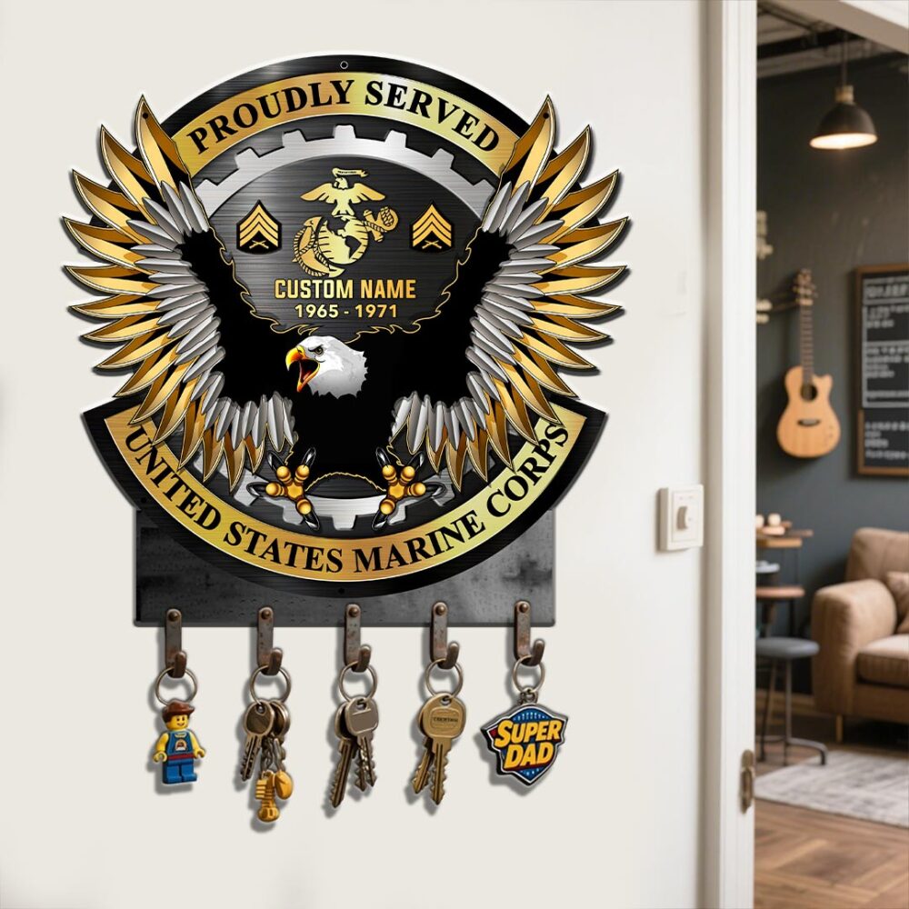 US Marine Corps, O 3 Marines Captain - Metal Key Holder 8x8 Inch - Image 2