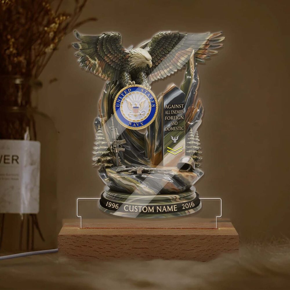 US Navy, No One Fights Alone - Personalized Led Lamp - Image 2
