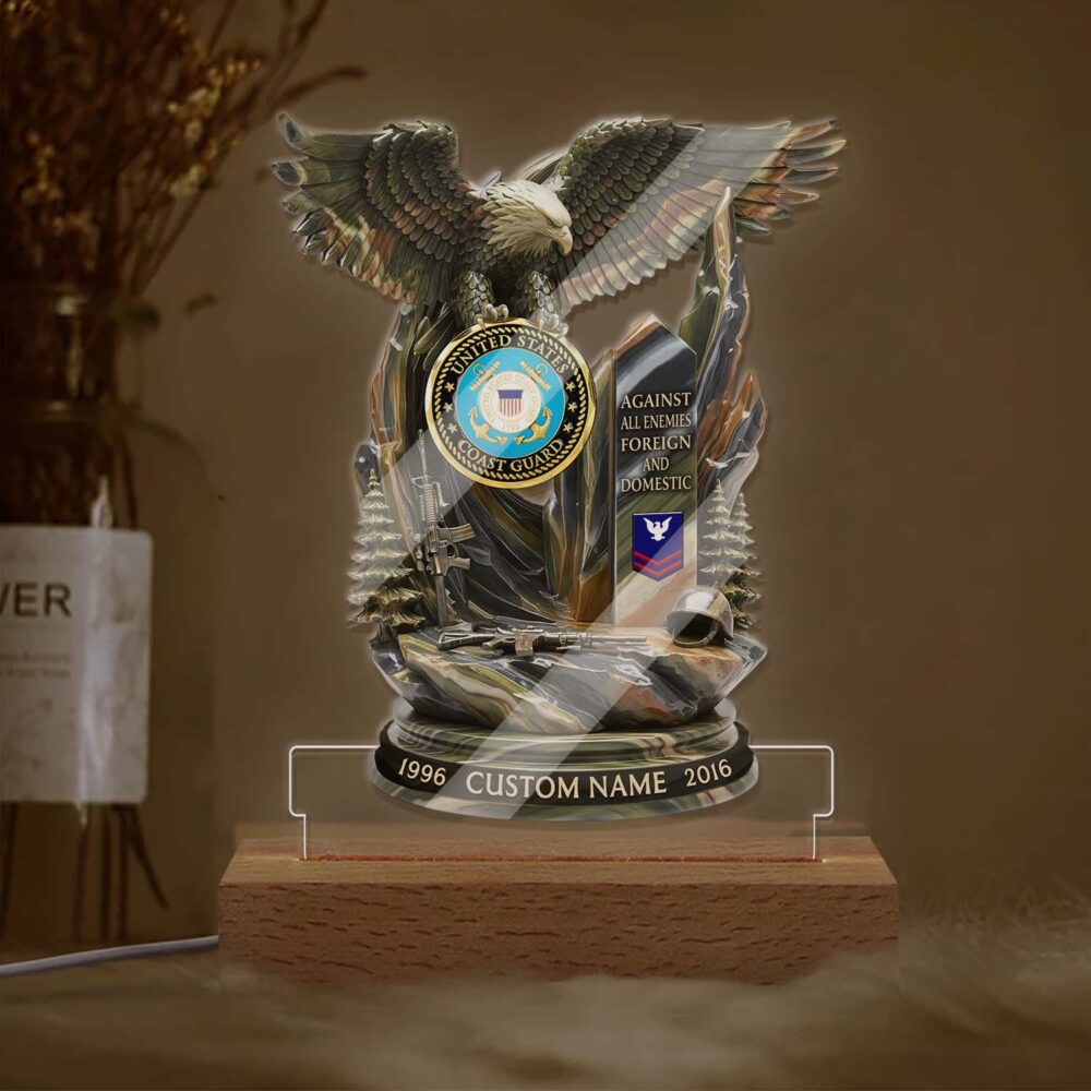 US Coast Guard, E 8 Gold - Personalized Led Lamp - Image 2