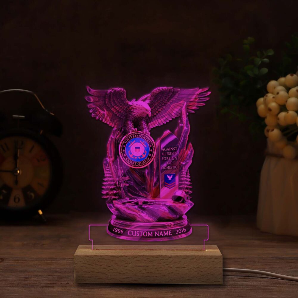 US Coast Guard, E 8 Gold - Personalized Led Lamp - Image 4