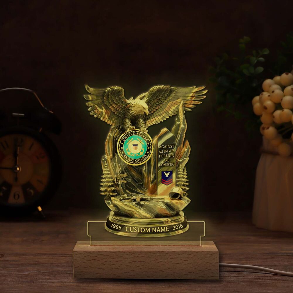 US Coast Guard, E 8 Gold - Personalized Led Lamp - Image 5