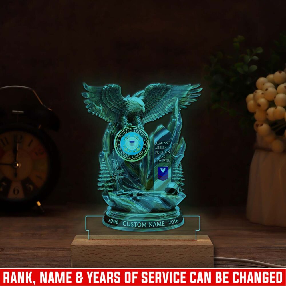 US Coast Guard, E 8 Gold - Personalized Led Lamp