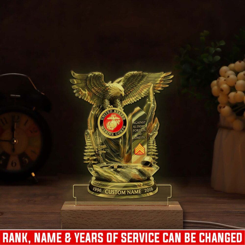 US Marine Corps, Served With Pride - Personalized Led Lamp