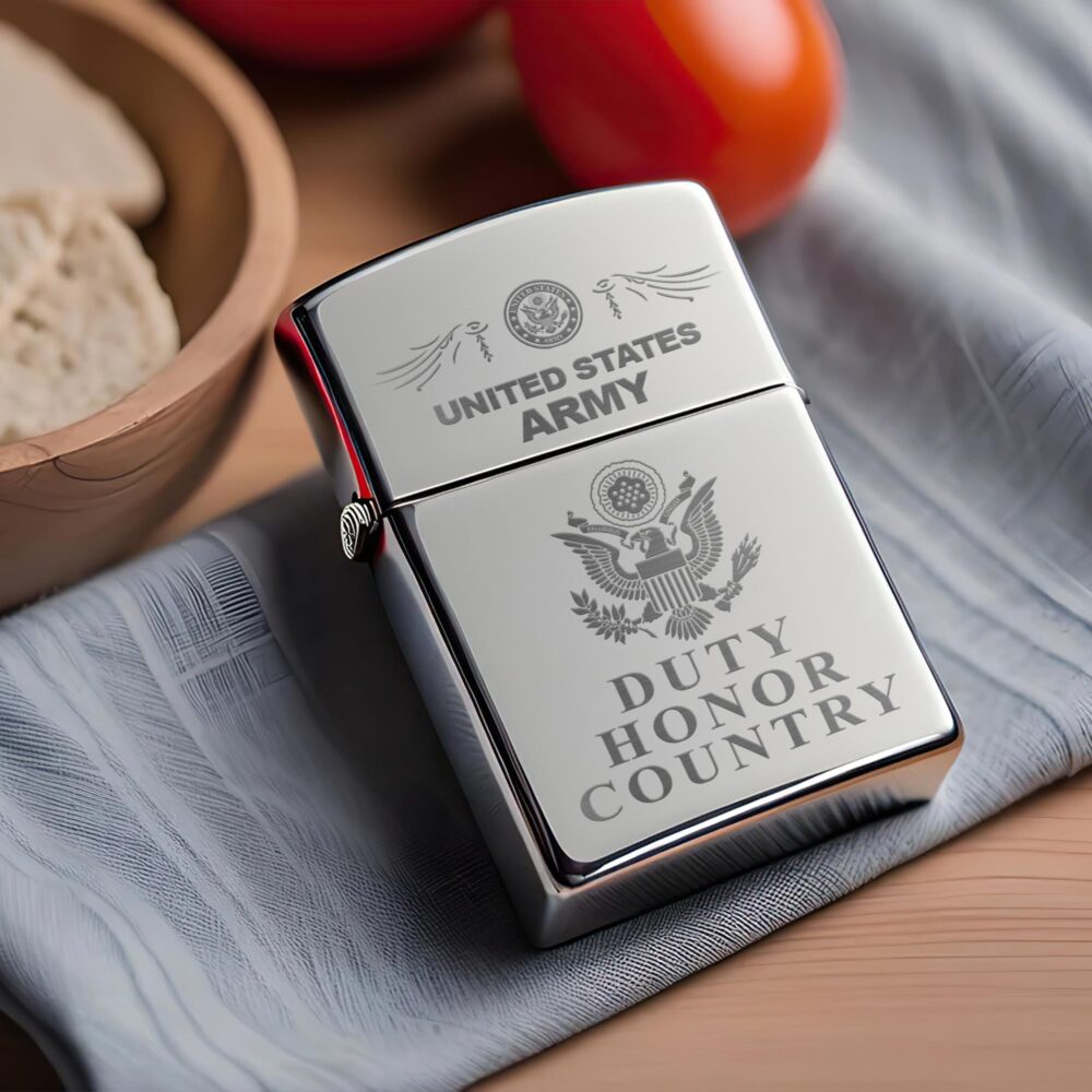 US Army, Land Of The Free, Because Of The Brave - Engraved Lighter - Image 2