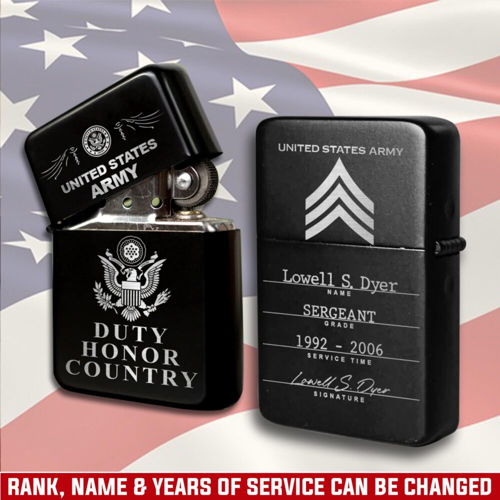 US Army, Land Of The Free, Because Of The Brave - Engraved Lighter