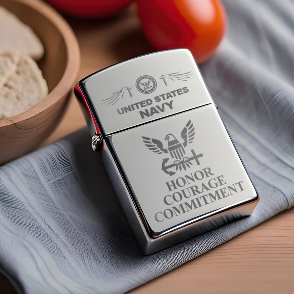 US Navy, E 6 Gold - Engraved Lighter - Image 2