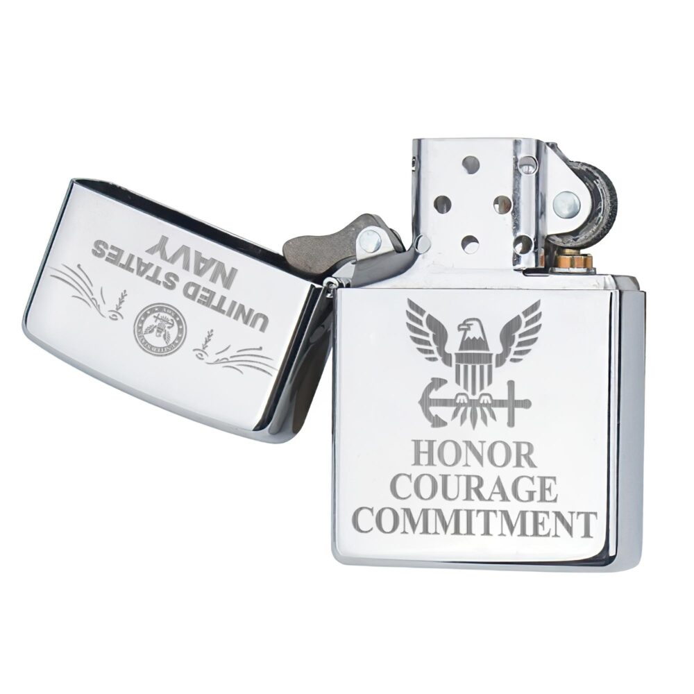 US Navy, E 6 Gold - Engraved Lighter - Image 4