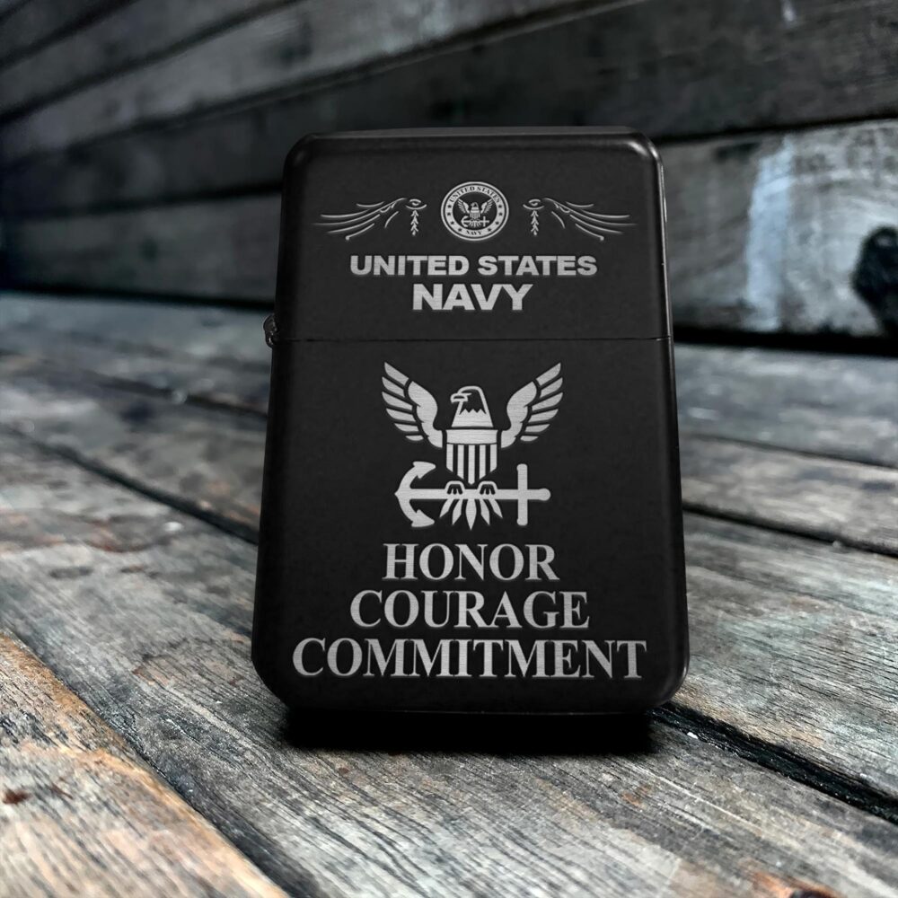 US Navy, E 6 Gold - Engraved Lighter - Image 5