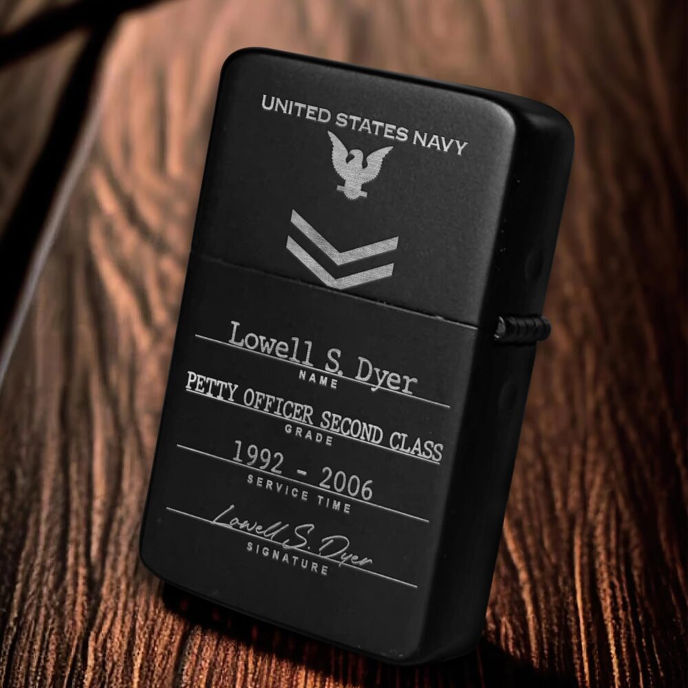 US Navy, E 6 Gold - Engraved Lighter - Image 6
