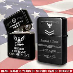 US Navy, E 6 Gold - Engraved Lighter