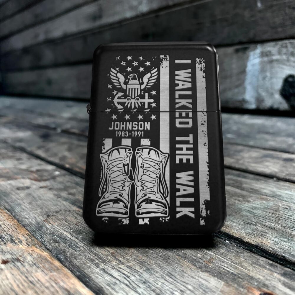 US Navy, E 8 Gold - Engraved Lighter - Image 5