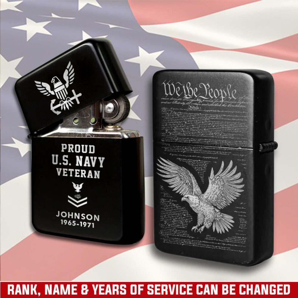 US Navy, Land Of The Free, Because Of The Brave - Engraved Lighter