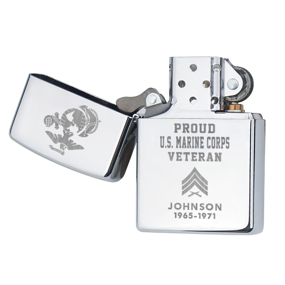 US Marine Corps, Land Of The Free, Because Of The Brave - Engraved Lighter - Image 4