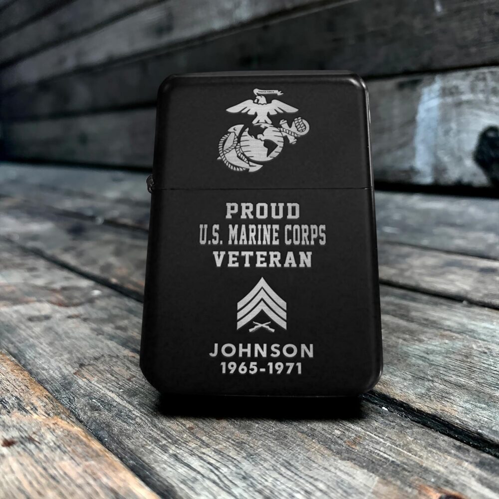 US Marine Corps, Land Of The Free, Because Of The Brave - Engraved Lighter - Image 5