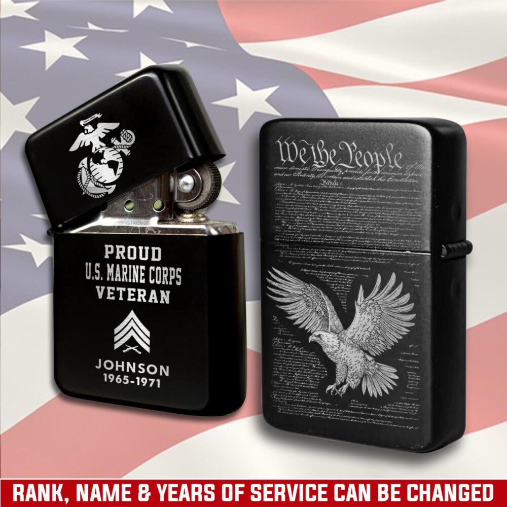US Marine Corps, Land Of The Free, Because Of The Brave - Engraved Lighter
