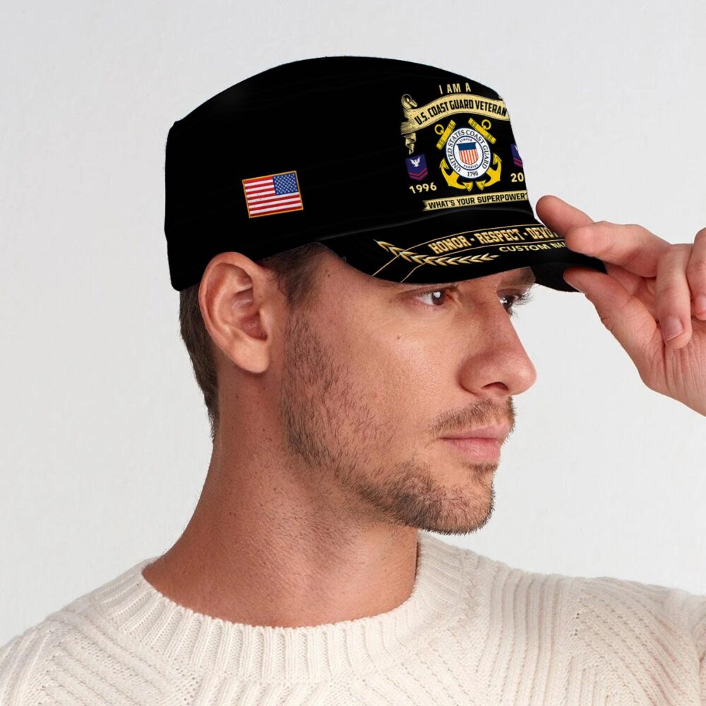 US Coast Guard, Proud Veteran - Military Cap - Image 3